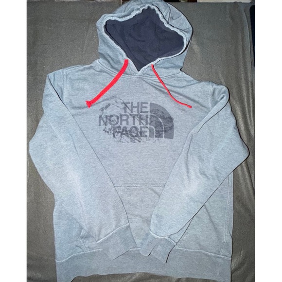 The North Face Other - The North Face Mens XL Heather Grey Distressed Logo Fleece Pullover Hoodie